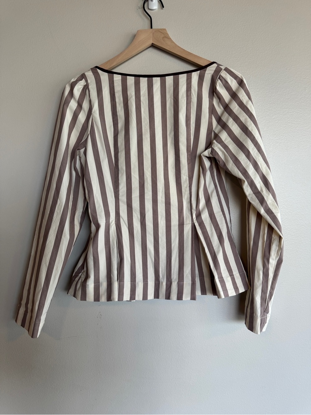 NWT Anthropologie Maeve Striped Square Neck Peplum Blouse Size M Brown White - Picture 8 of 13
